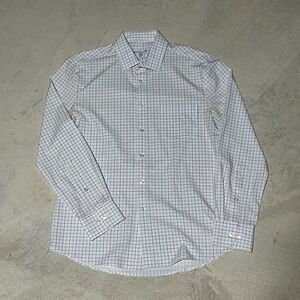 & Collar Performance Wicking Shirt Men SZ M Plaid Dress Long Sleeve Button Down
